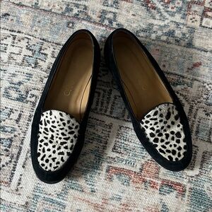 Franco Sarto Loafer Flats Womens Leopard Calf Hair Leather Chic Slip On Size 8 M